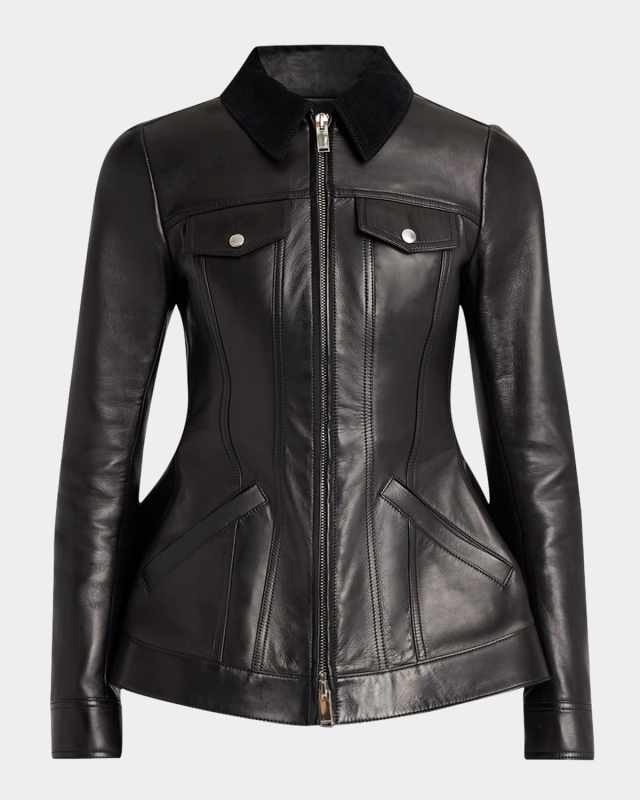 Leather Bird Peplum Jacket